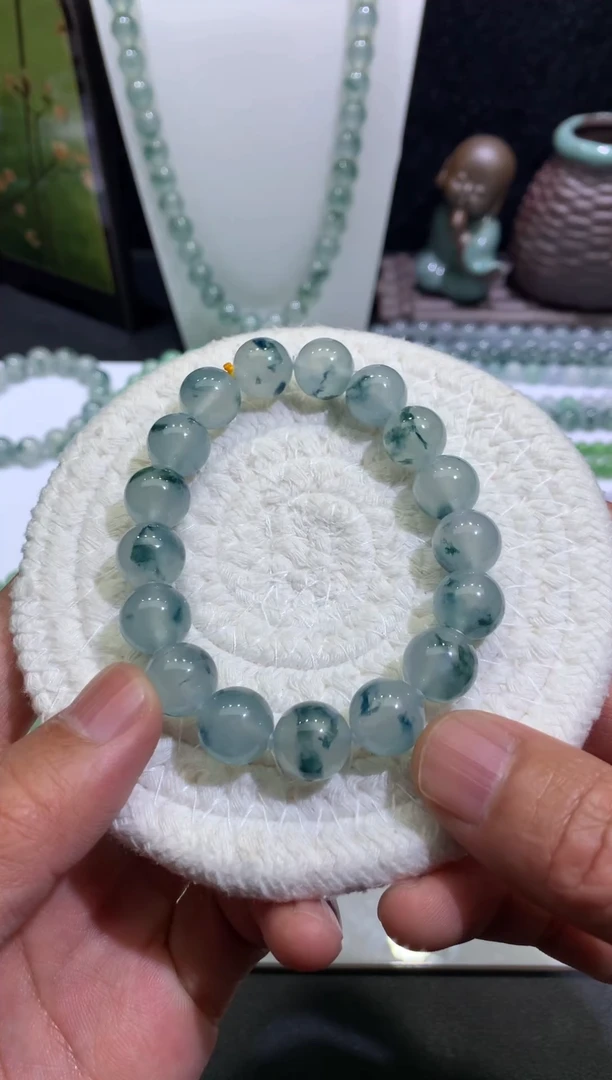 未镶嵌手链翡翠天然缅甸翡翠A货冰飘花手串卡12+mm