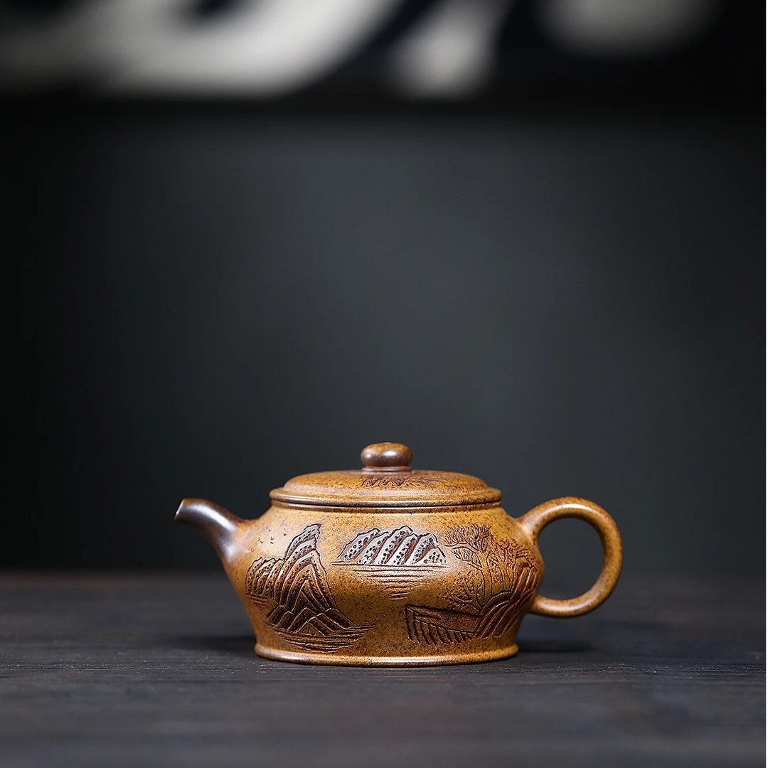 曼殊壶260cc龙骨金砂泥/宜兴紫砂紫砂壶茶具泡茶壶浮雕泥壶