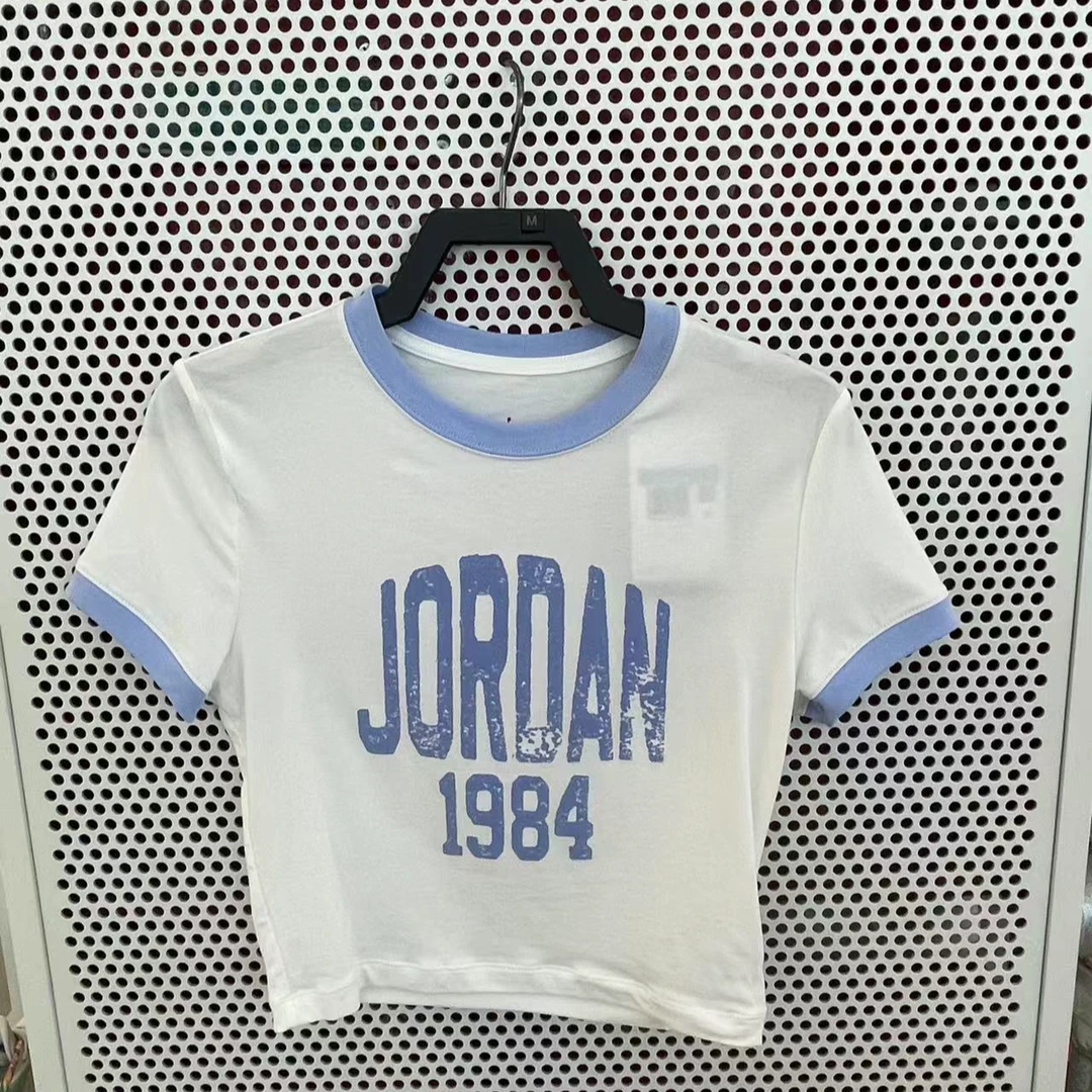 耐克女短袖2025夏高腰短款JORDAN针织透气圆领运动T恤 HJ0197-133