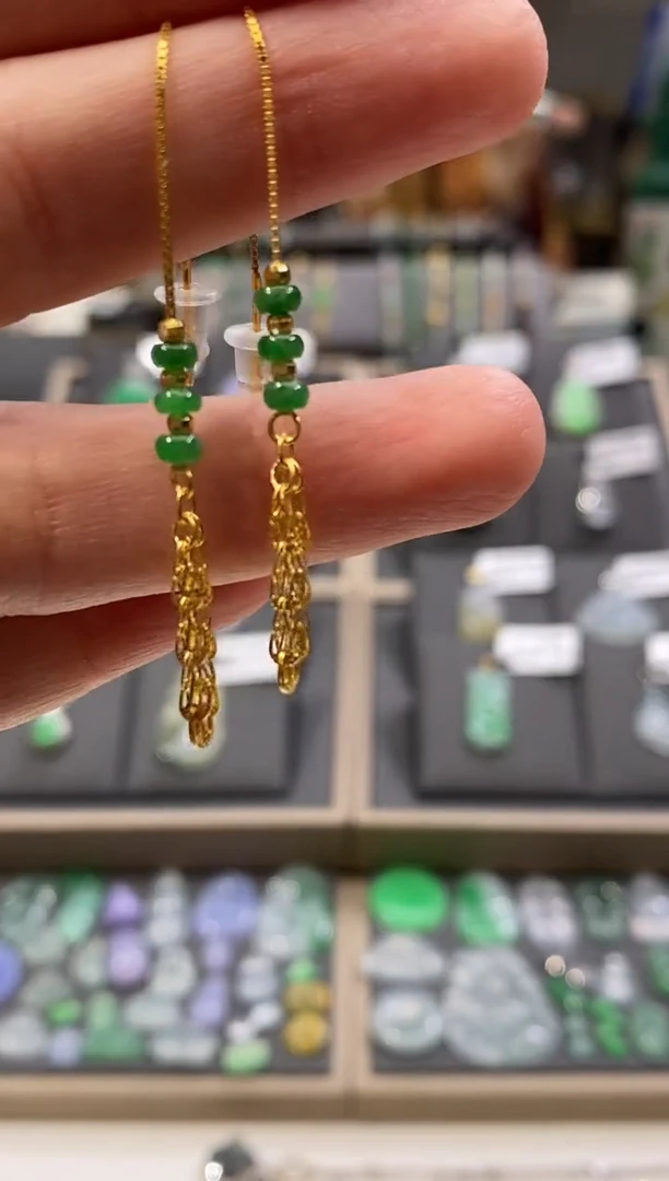 银S925镶嵌翡翠耳饰耳饰