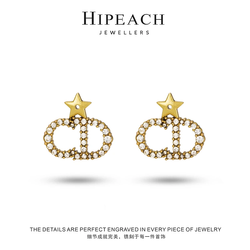 铜合金耳饰  镀K金 ♠天天♠复古猪鼻五角星耳钉HTRY001