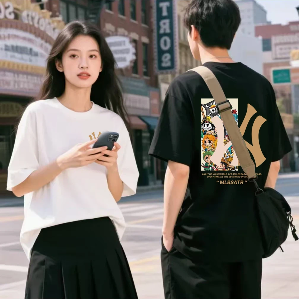 211潮牌T恤男女同款时尚百搭圆领印花t恤短袖前后海贼Y