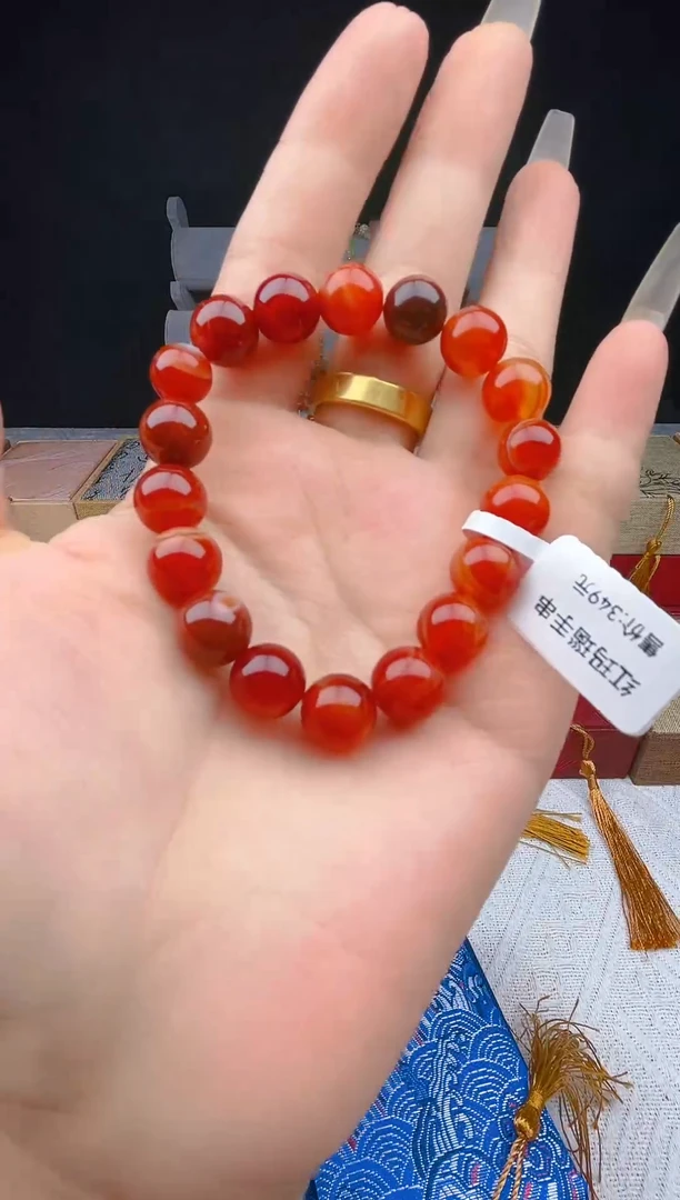 玛瑙/玉髓手链未镶嵌红彤彤轻奢珠宝手串