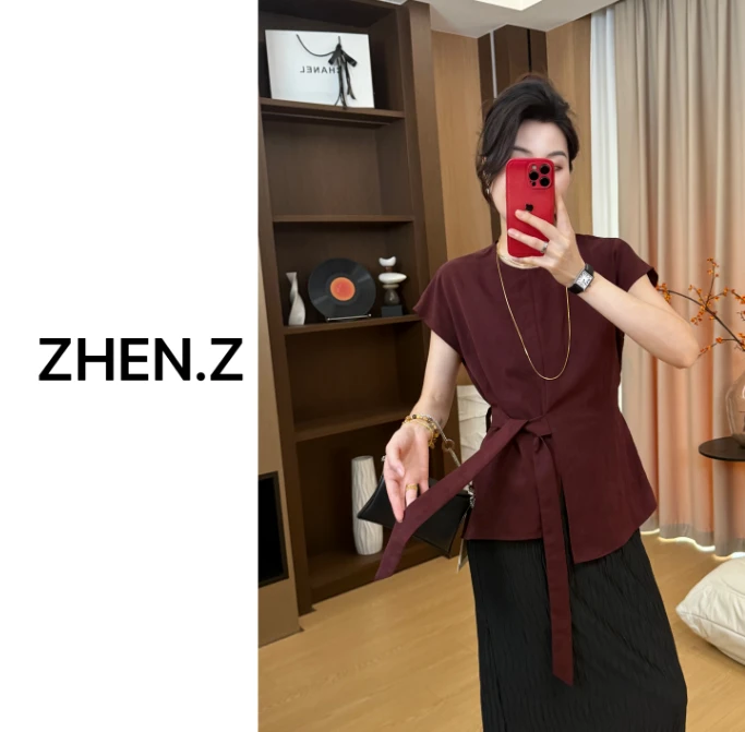 【高街女神】美学设计不规则系带收腰显瘦上衣3