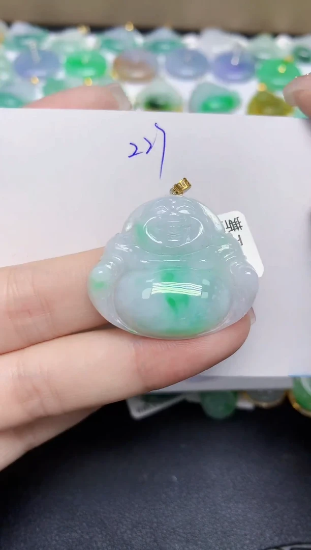 颈饰18K金镶嵌翡翠天然缅甸翡翠A货翡翠百元以上9元证书费自理