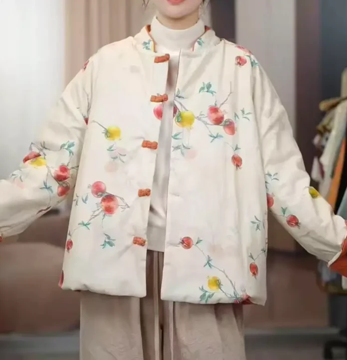 长袖厚款落肩袖立领棉衣两面穿棉服常规新中式复古国风