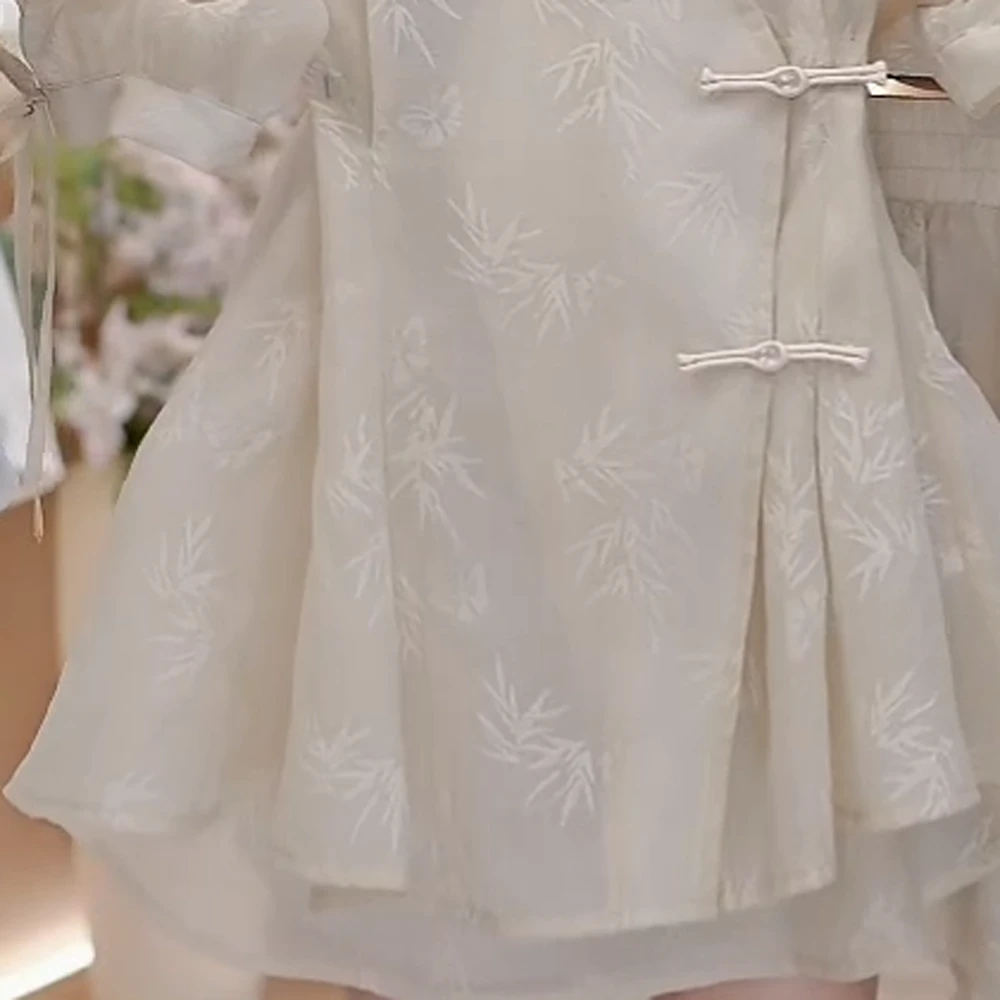 新中式国潮竹子提花气质套装女V领衬衫高腰短裤C5162