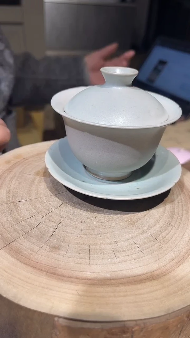 陶原生态原矿月白盖碗