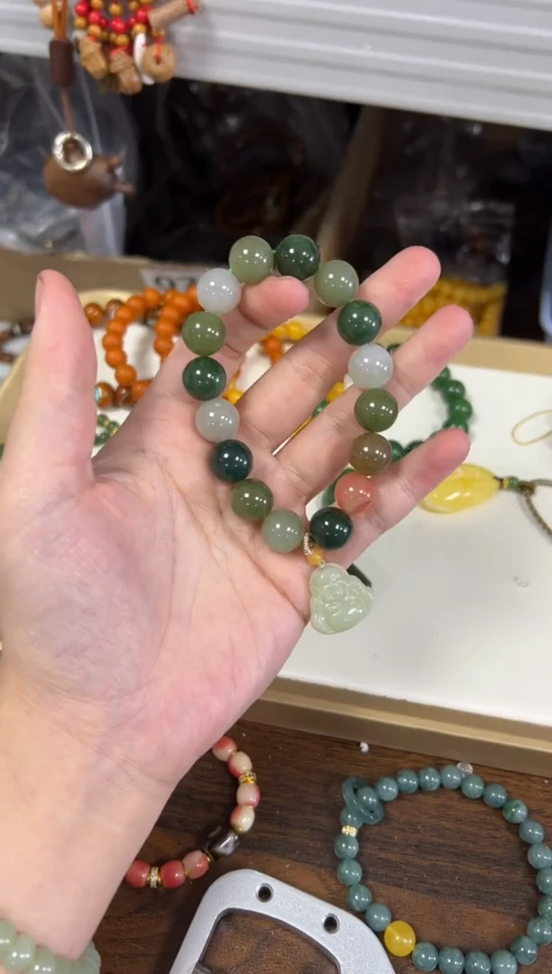 未镶嵌手链和田玉孤品和田玉多宝佛公款手链[4299]