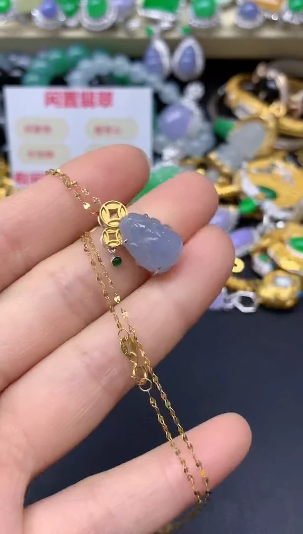 颈饰18K金镶嵌翡翠202-翡翠雪姐天天见