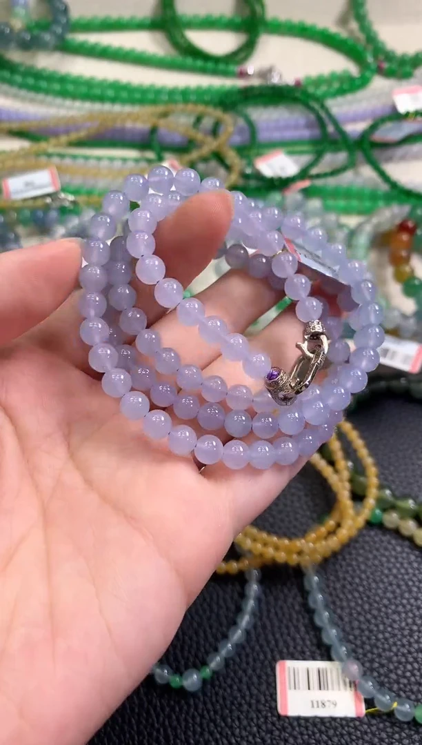 未镶嵌手串翡翠水*春日珠宝 A20紫货有色差
