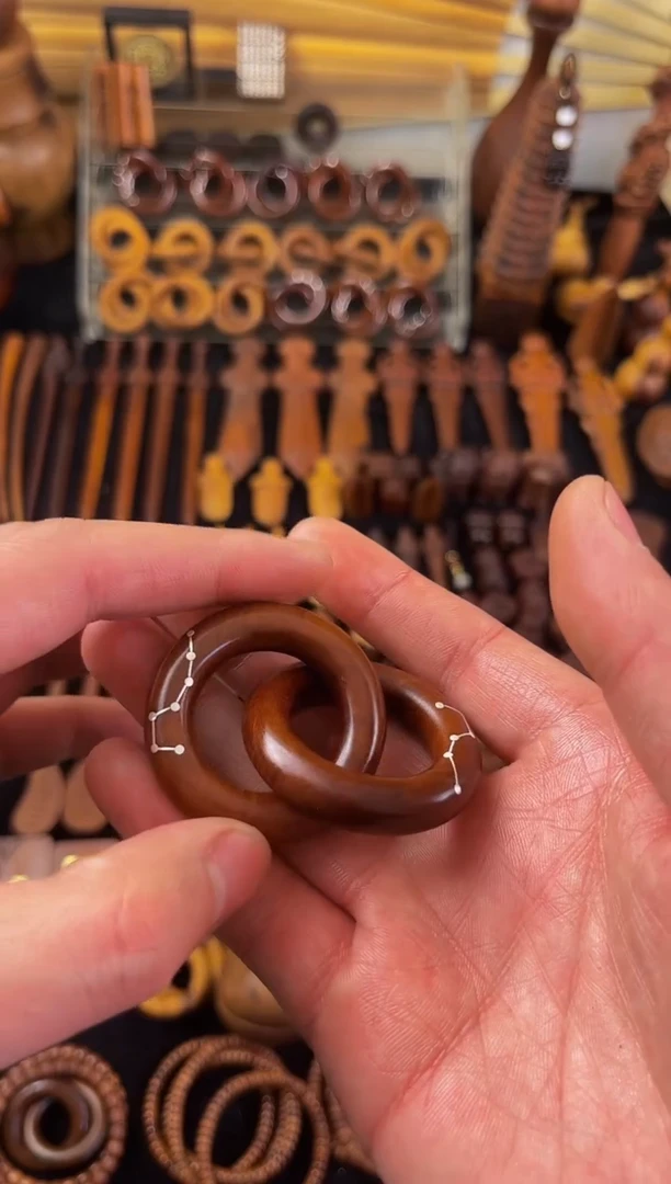 【闪购商品】木枣木镶嵌银七星小乾坤圈吊坠