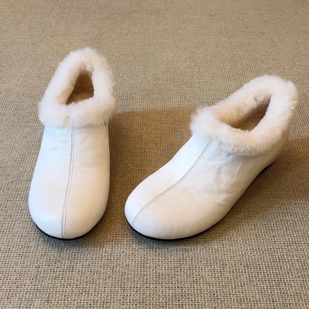 RubyL/5cm慵懒复古风通勤舒适一脚蹬圆头内增高保暖勃肯鞋女款