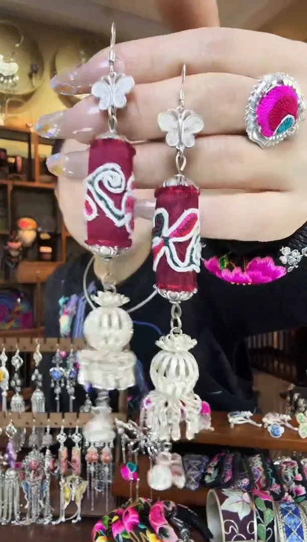 刺绣非遗刺绣民族风耳环