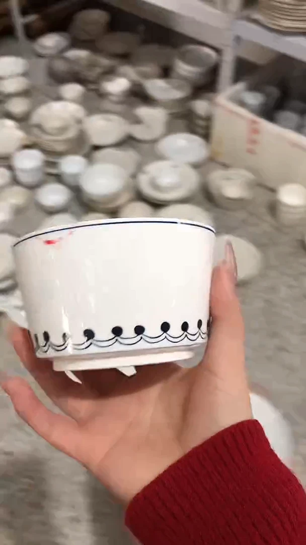 瓷陶瓷青花点点饭碗