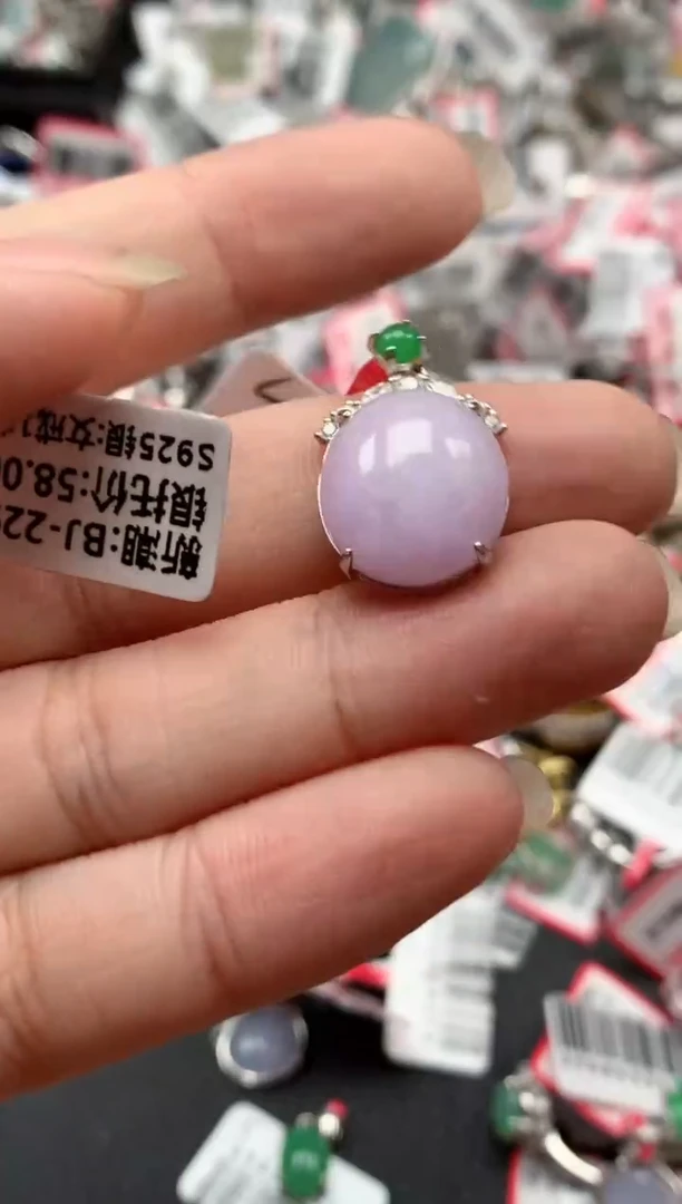 银S925镶嵌戒指翡翠天然A货缅甸翡翠