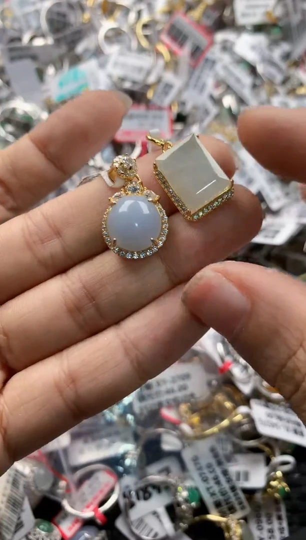 银S925镶嵌戒指翡翠15    8