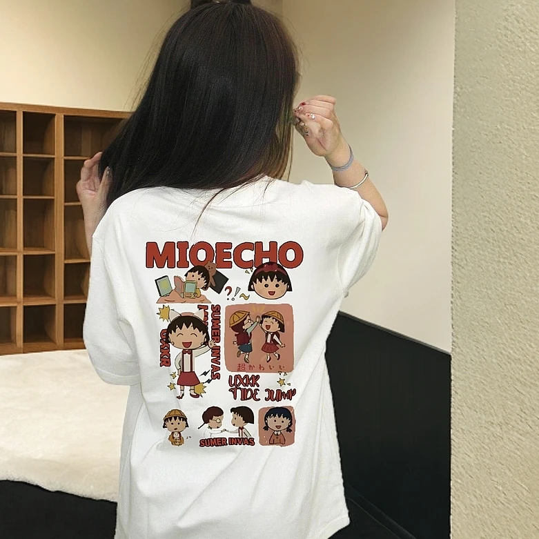 纯棉短袖女白色t恤设计感小众夏季潮流休闲宽松半袖男韩版女装