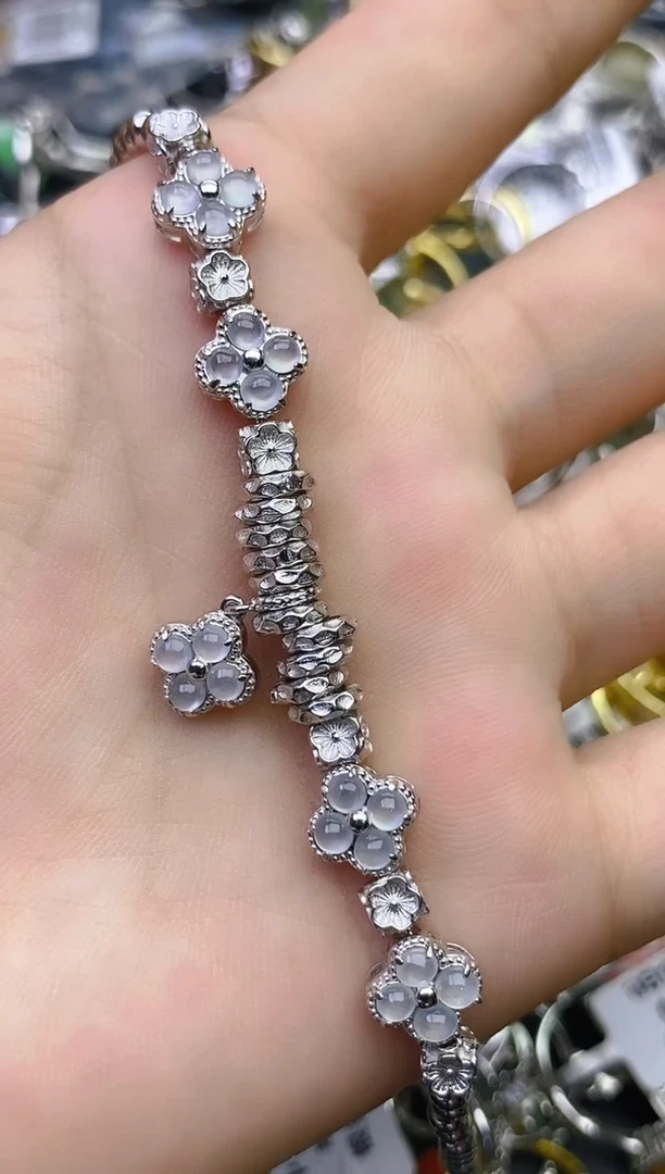 翡翠戒指银S925镶嵌百内无证书