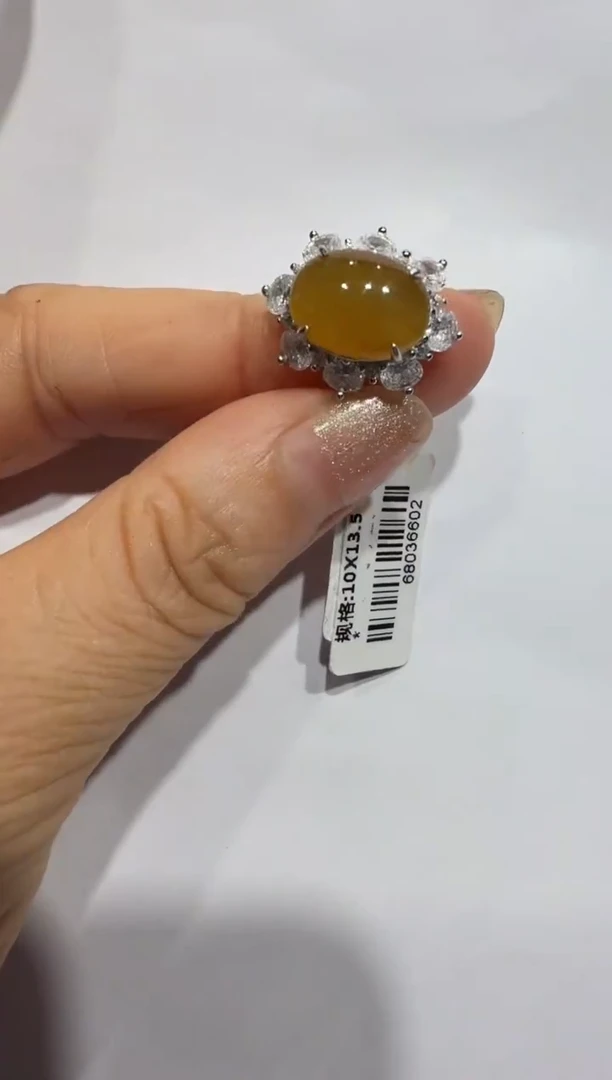 银S925镶嵌戒指翡翠925银镶翡翠戒指镶嵌