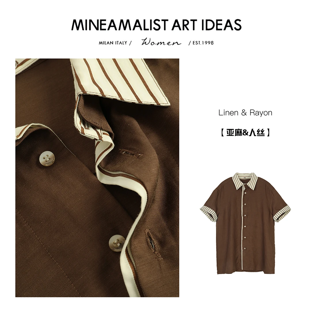 MINEAMALIST ART IDEAS复古撞色半袖衬衫ZY952