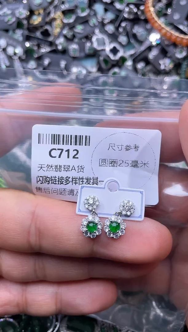 【闪购商品】翡翠颈饰未镶嵌C712耳钉