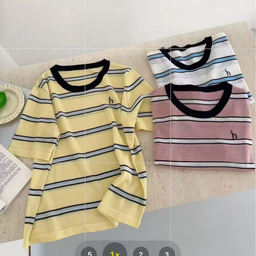 编号(101-200）夏季时尚百搭套头针织上衣短袖：按编号去拍