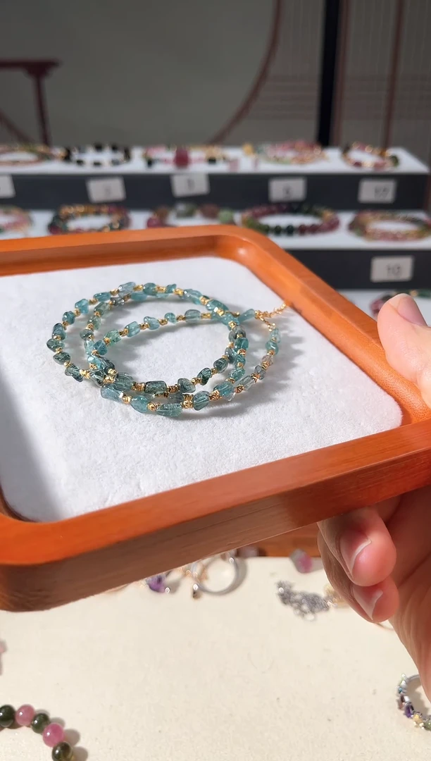 手链银S925镶嵌碧玺19