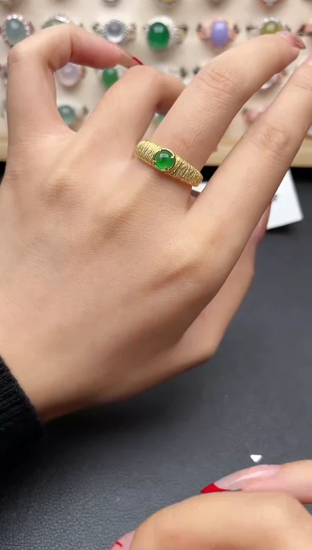 【闪购商品】翡翠戒指银S925镶嵌一物一证一礼盒