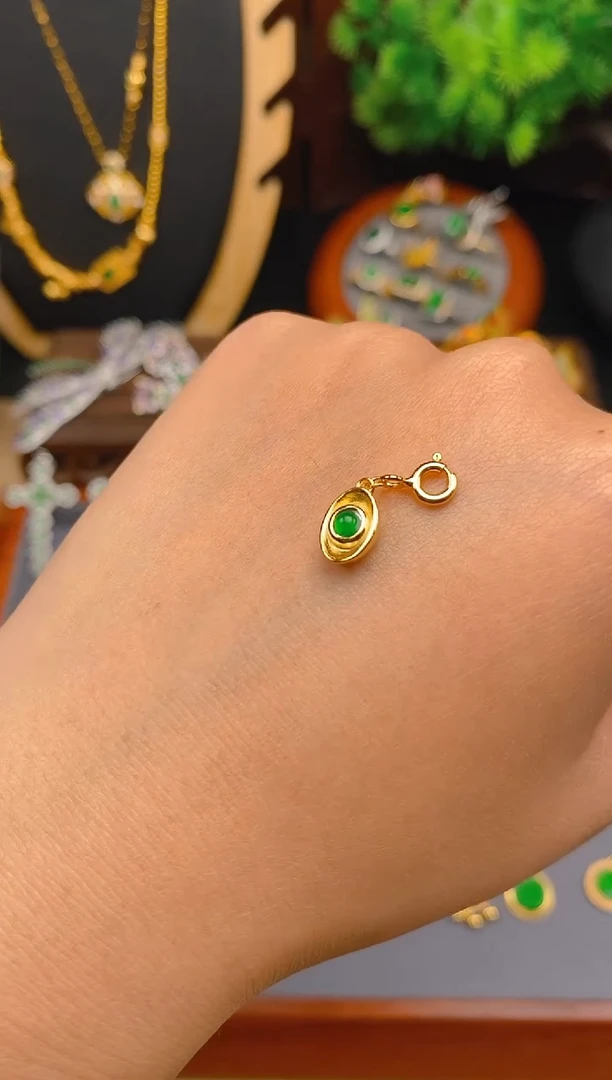 【闪购商品】翡翠吊坠(不含链)银S925镶嵌元宝万能扣