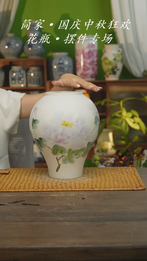 瓷片景德镇纯手工手绘花器摆件