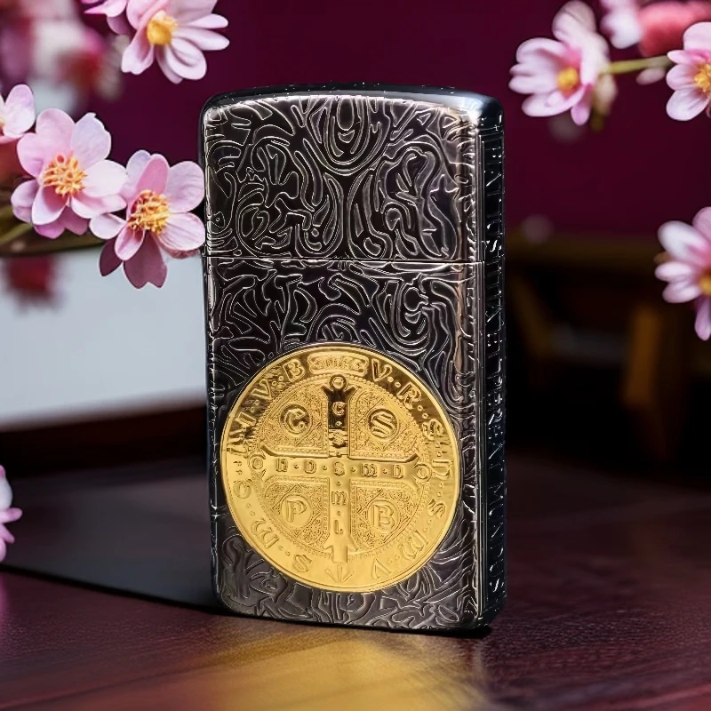 ZIPPO打火机正品/常规纤巧镀钛黑金康斯坦丁窄机DYJ1