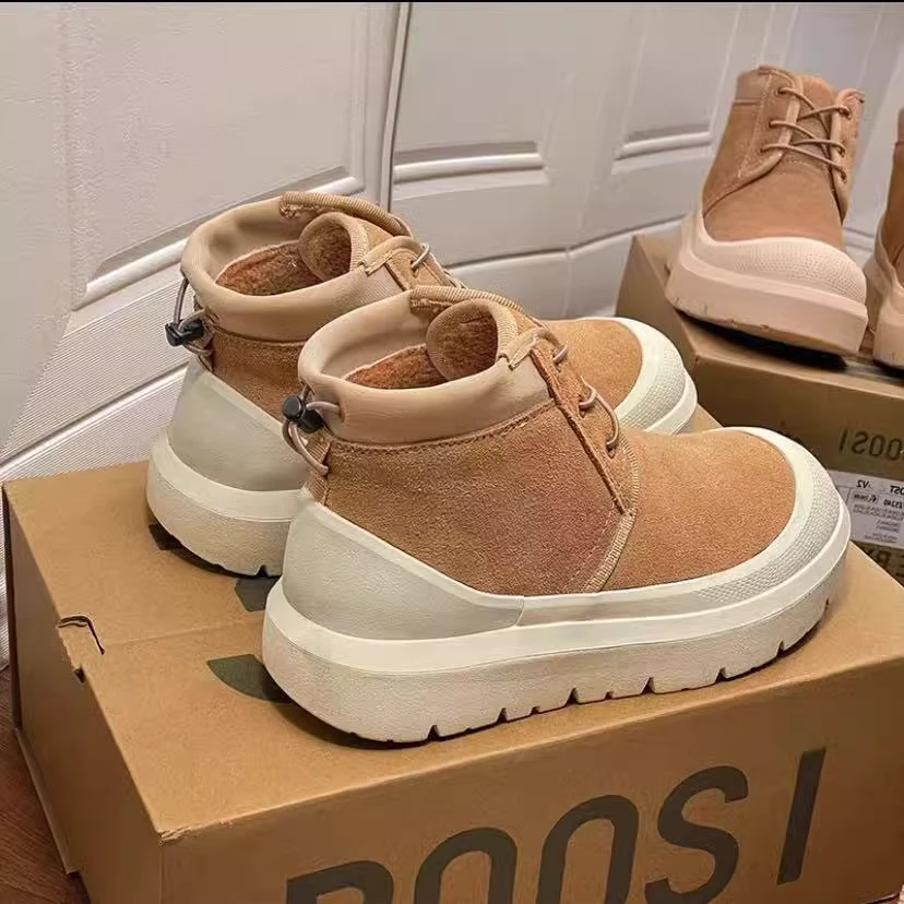 王一博同款塔斯曼雪地靴男女款2024冬季新款皮毛一体加绒保暖棉靴