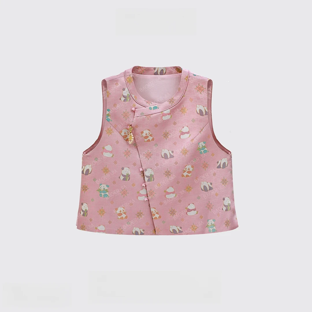 【团团圆圆】25年春夏新款新中式国宝熊猫提花马甲