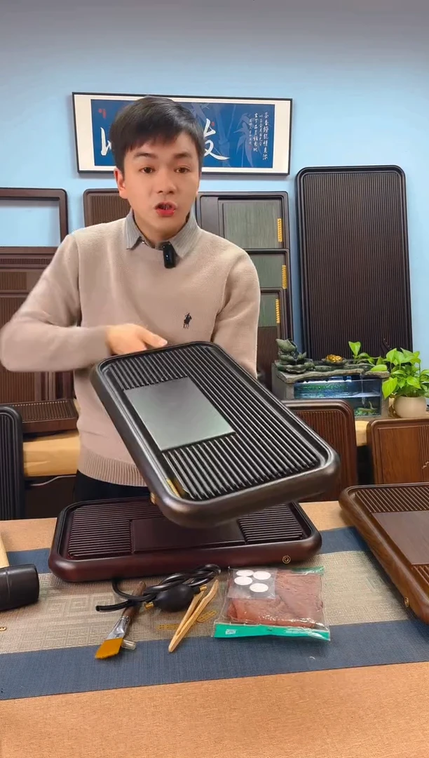 【闪购商品】凌龙黑色款式茶盘50*28*4