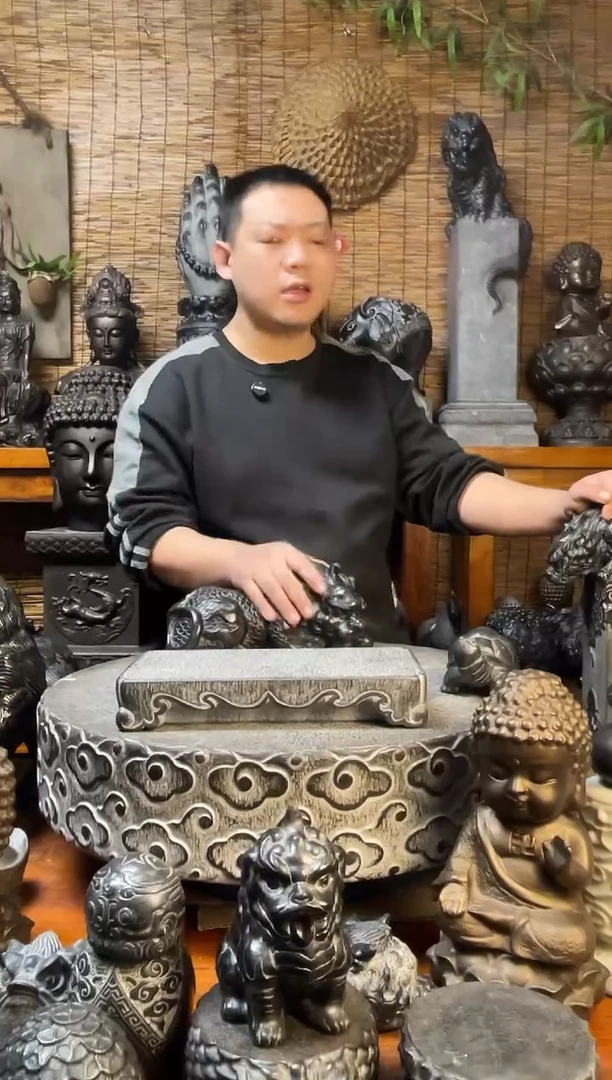 石材单底座天然青石雕刻