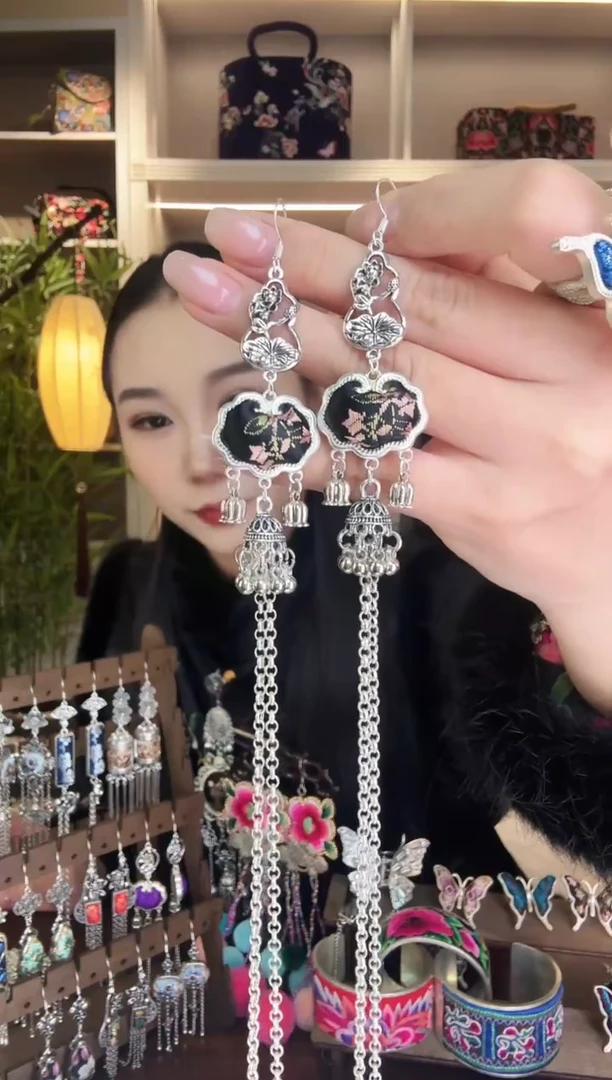 刺绣纯手工民族风耳环