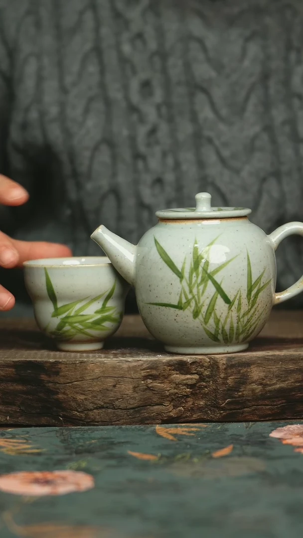 【闪购商品】瓷片杯釉下彩手工手绘同款陶器