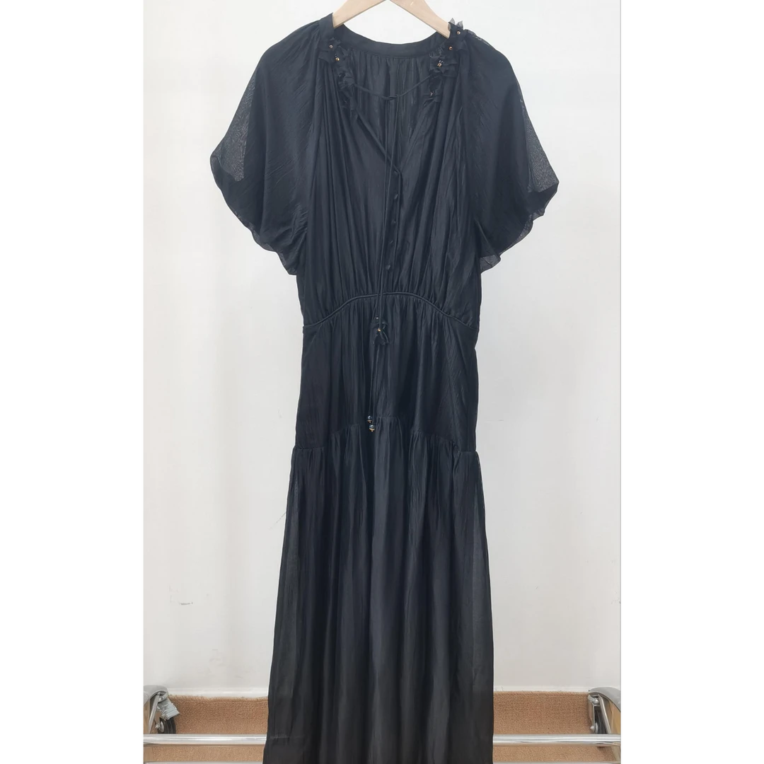 W047/AW*NA飘带V领花边连衣裙3726