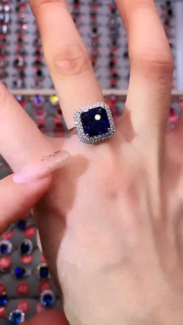 【闪购商品】蓝宝石戒指银S925镶嵌11111