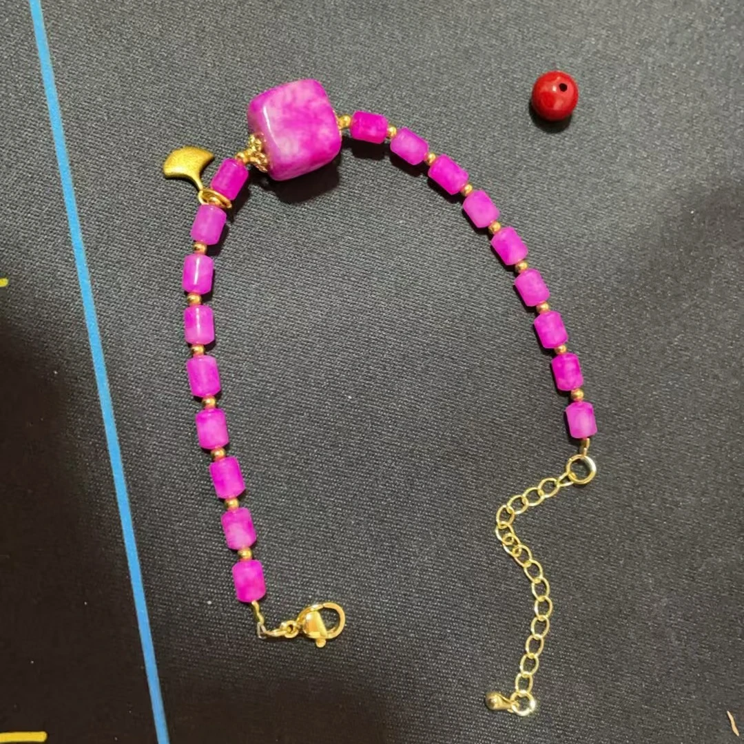 含辰砂工艺品【繁花珠宝甄选】含辰砂工艺品桃红舒据来手链YY05