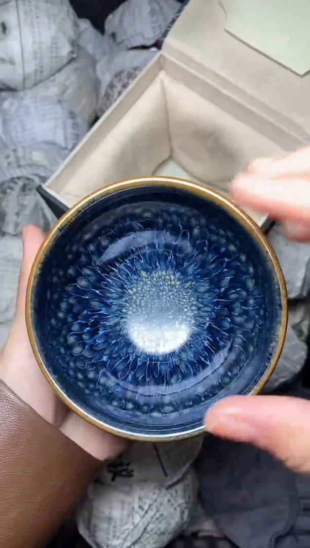 【闪购商品】茶盏蓝孔雀 盏三疯建盏茶器