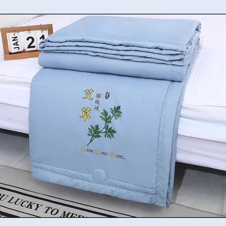 【宠粉专享】轻奢印花舒适透气薄款机洗清新凉爽艾草被绅士蓝