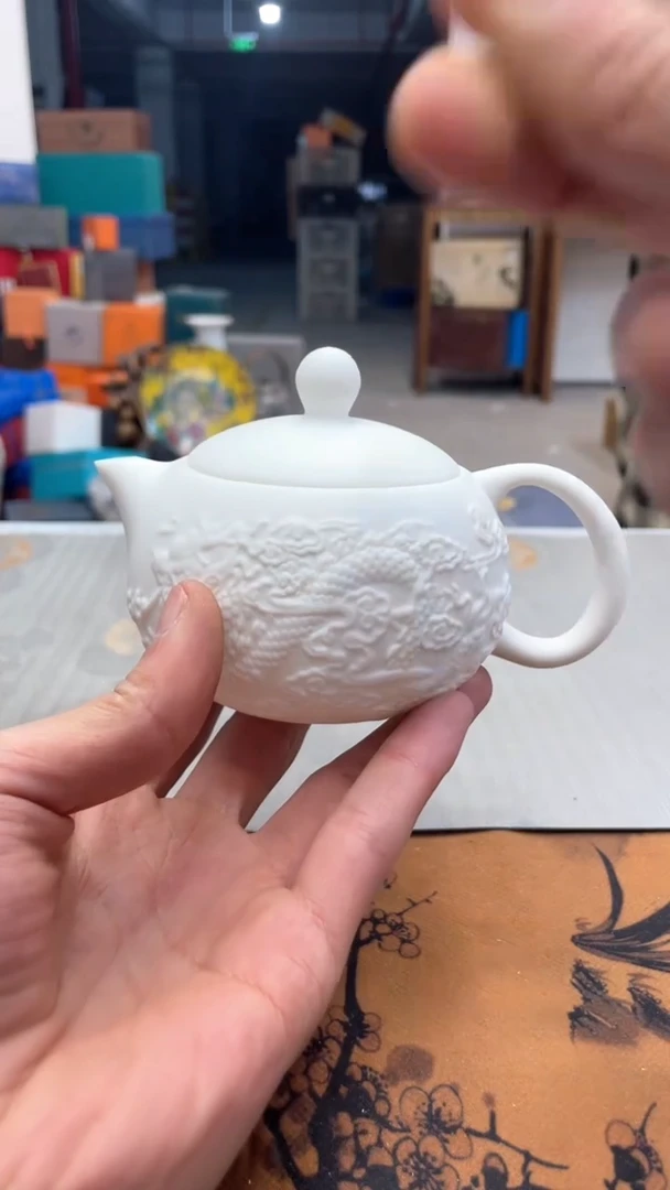 【闪购商品】瓷片@@@@@@@@@@@冰种白瓷龙西施壶