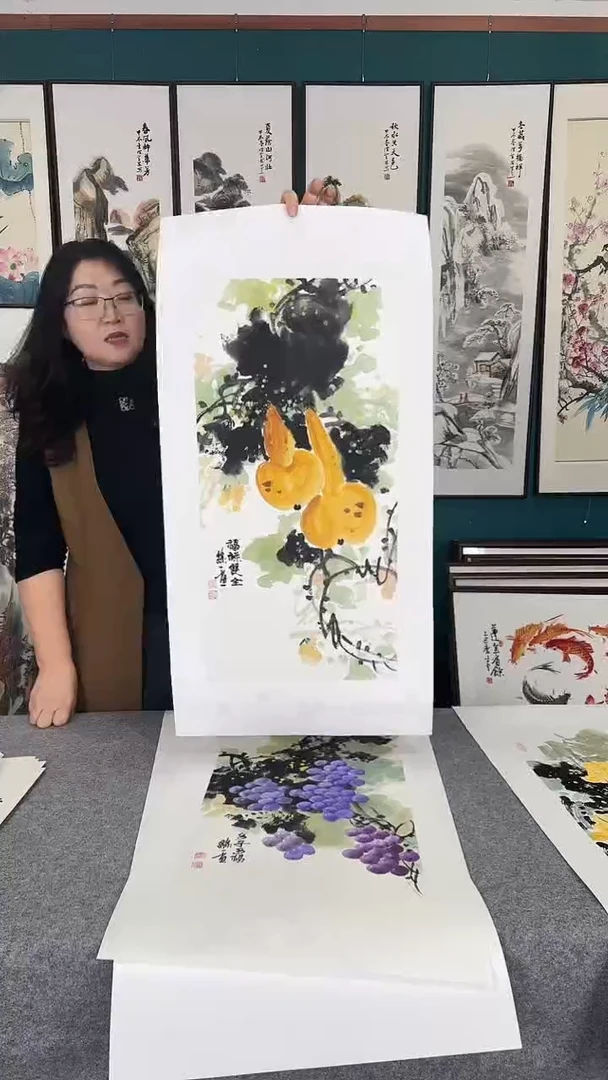 国画45*90葫芦实木装裱