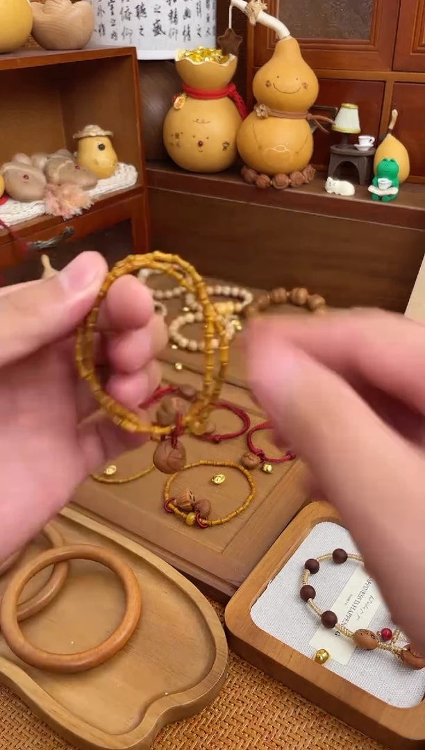 竹节手串一物一拍好运连连双圈加黄跑环