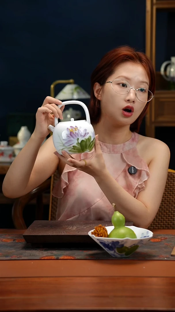 陶瓷景德镇高温釉中彩餐具提梁壶750cc