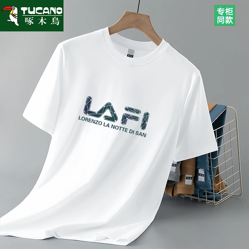 啄木鸟短袖t恤百搭重磅全棉休闲宽松ins薄款半袖轻奢痞帅男装