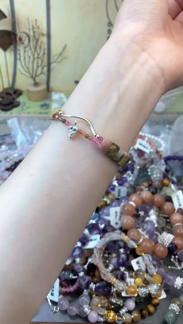 手链银S925镶嵌碧玺407手串