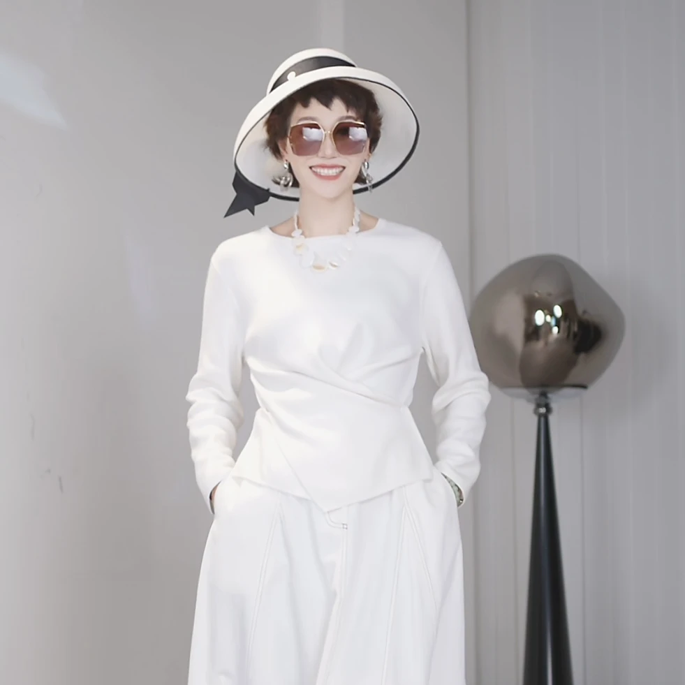 GFW 针织衫女秋冬设计感不规则纽扣百搭打底韩系独特别致收腰上衣